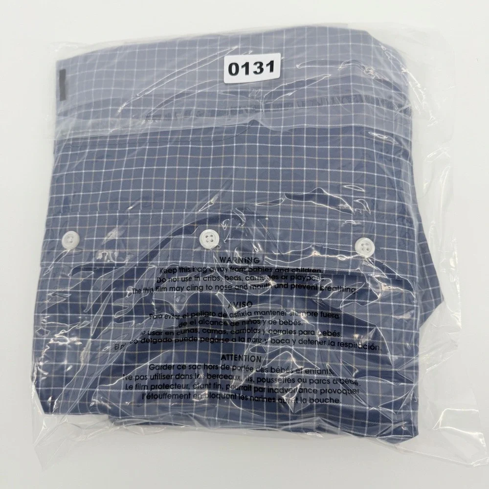 Duluth Trading Co Shirt Mens 2XLT Tall Blue‎ Plaid Grid Long Sleeve 54x35